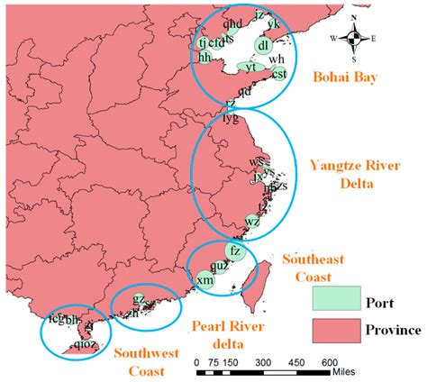 what ports or urban centers are in china